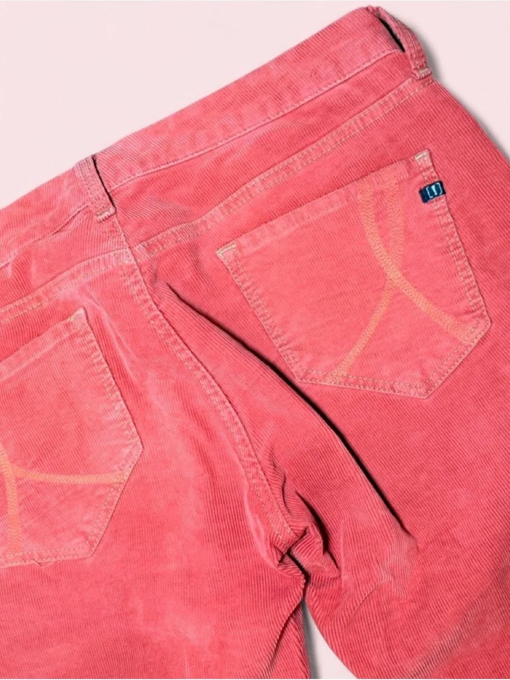 ! iT Jeans Belle Y2K Coral Red Orange Corduroy Bell Bottom Pants Sz 28 Vintage